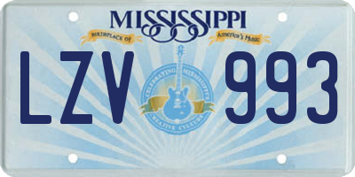 MS license plate LZV993