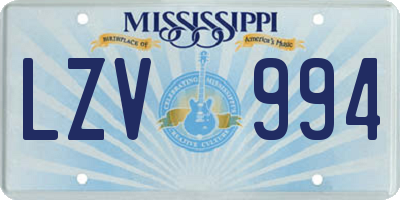 MS license plate LZV994