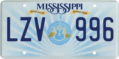 MS license plate LZV996