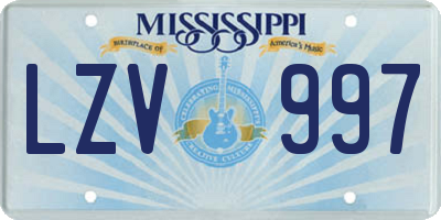 MS license plate LZV997