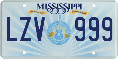 MS license plate LZV999