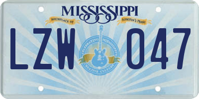 MS license plate LZW047