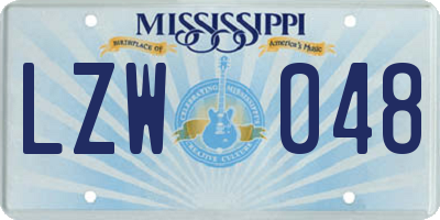 MS license plate LZW048
