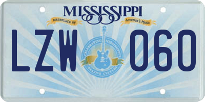 MS license plate LZW060