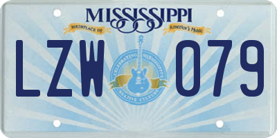 MS license plate LZW079