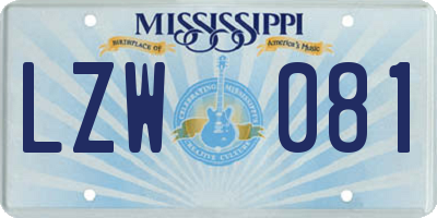 MS license plate LZW081