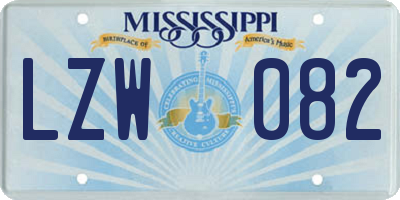 MS license plate LZW082