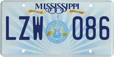 MS license plate LZW086