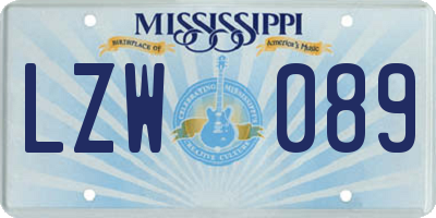 MS license plate LZW089