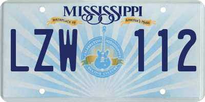 MS license plate LZW112