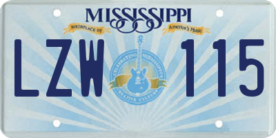 MS license plate LZW115