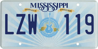 MS license plate LZW119