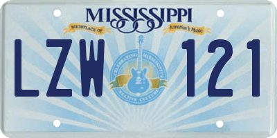 MS license plate LZW121