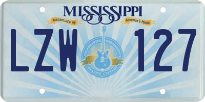 MS license plate LZW127