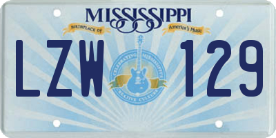 MS license plate LZW129