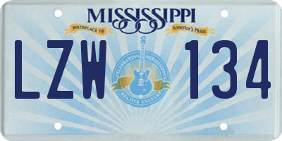 MS license plate LZW134