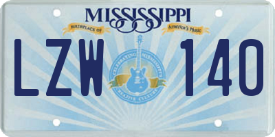 MS license plate LZW140