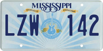 MS license plate LZW142