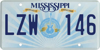 MS license plate LZW146