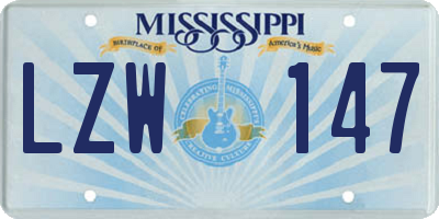MS license plate LZW147