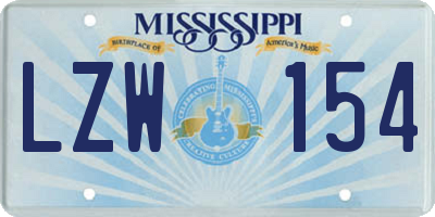 MS license plate LZW154
