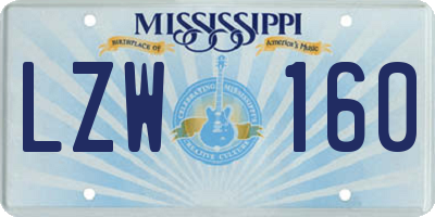 MS license plate LZW160