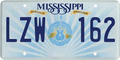 MS license plate LZW162