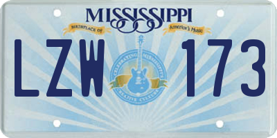 MS license plate LZW173