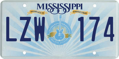 MS license plate LZW174