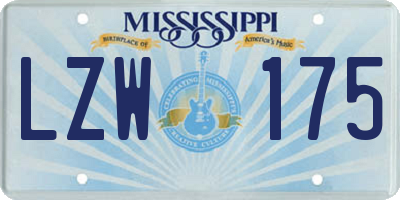 MS license plate LZW175
