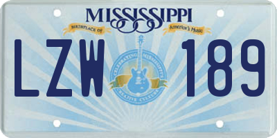 MS license plate LZW189