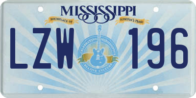 MS license plate LZW196