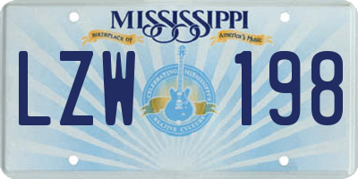MS license plate LZW198