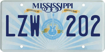MS license plate LZW202