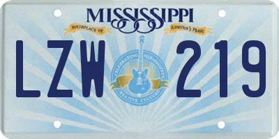 MS license plate LZW219