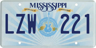 MS license plate LZW221