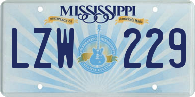 MS license plate LZW229