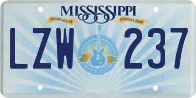 MS license plate LZW237