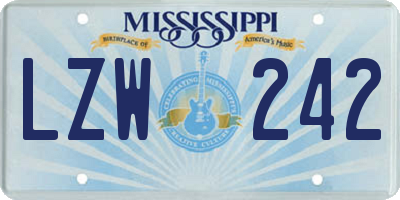 MS license plate LZW242
