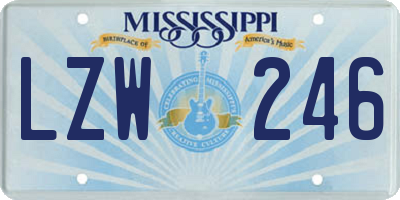 MS license plate LZW246