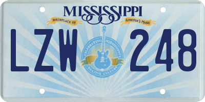 MS license plate LZW248