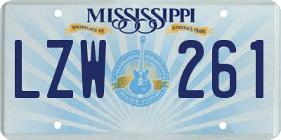 MS license plate LZW261