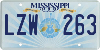 MS license plate LZW263