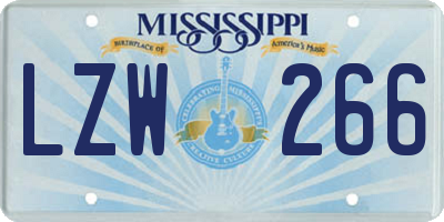 MS license plate LZW266
