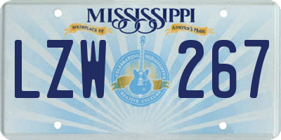 MS license plate LZW267