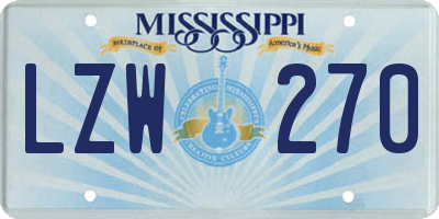 MS license plate LZW270