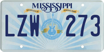 MS license plate LZW273