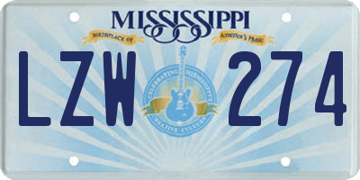 MS license plate LZW274