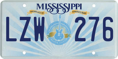 MS license plate LZW276