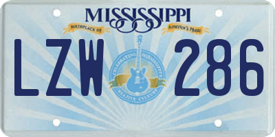 MS license plate LZW286